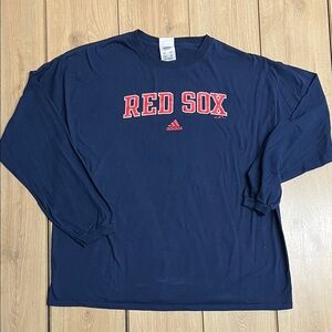Adidas Navy Red Sox Long Sleeve Shirt